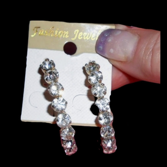 Gold Hoop Crystal Earrings - Picture 4 of 9